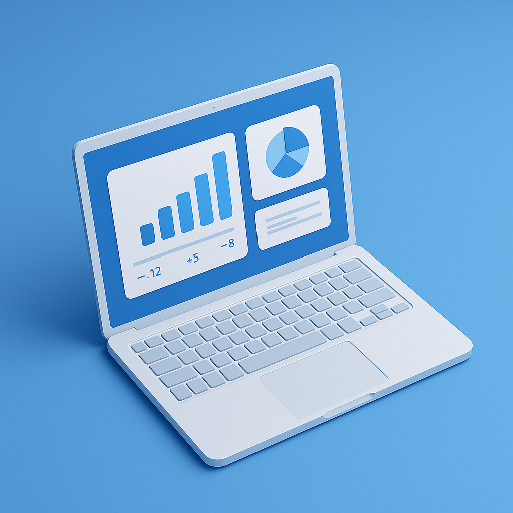 Laptop con dashboard de inventario